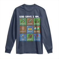 God Says I Am Pixel Art Graphic Long Sleeve Shirt Christian Affirmation Gamer Bible Verses - Wonder Print Shop
