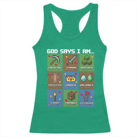 God Says I Am Pixel Art Graphic Racerback Tank Top Christian Affirmation Gamer Bible Verses - Wonder Print Shop