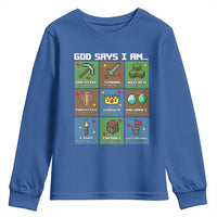 God Says I Am Pixel Art Graphic Youth Sweatshirt Christian Affirmation Gamer Bible Verses - Wonder Print Shop