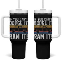 If You Can’t Dodge It Ram It Retro Truck Meme Tumbler With Handle for Gearheads Country Road Warriors - Wonder Print Shop