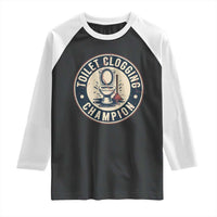 Funny Toilet Clogging Champion Badge Meme Raglan Shirt for Poop Legends Gut Bomb Gladiators - Wonder Print Shop