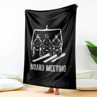 Funny Snowboarding Board Meeting Throw Blanket Chairlift Snowboarders Powder Junkies - Wonder Print Shop