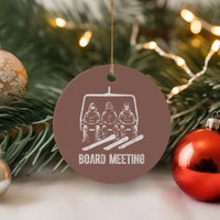 Funny Snowboarding Board Meeting Ceramic Ornament Chairlift Snowboarders Powder Junkies - Wonder Print Shop