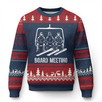 Funny Snowboarding Board Meeting Ugly Christmas Sweater Chairlift Snowboarders Powder Junkies - Wonder Print Shop