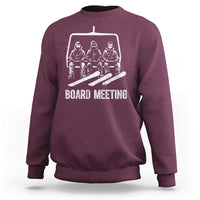 Funny Snowboarding Board Meeting Sweatshirt Chairlift Snowboarders Powder Junkies - Wonder Print Shop