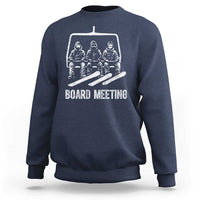 Funny Snowboarding Board Meeting Sweatshirt Chairlift Snowboarders Powder Junkies - Wonder Print Shop