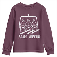 Funny Snowboarding Board Meeting Youth Sweatshirt Chairlift Snowboarders Powder Junkies - Wonder Print Shop