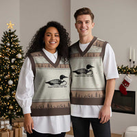 Stupid Canadian Wolf Bird V-Neck Knit Sweater Vest Funny Common Loon Meme Dry Humor - Wonder Print Shop