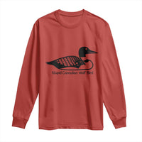 Stupid Canadian Wolf Bird Long Sleeve Shirt Funny Common Loon Meme Dry Humor - Wonder Print Shop