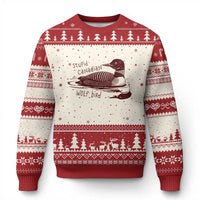 Stupid Canadian Wolf Bird Common Loon Ugly Christmas Sweater Funny Absurd Bird Meme Humor - Wonder Print Shop