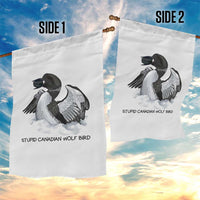 Funny Stupid Canadian Wolf Bird Garden Flag Common Loon with Hockey Puck Bird Meme - Wonder Print Shop