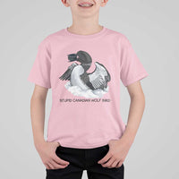 Funny Stupid Canadian Wolf Bird T Shirt For Kid Common Loon with Hockey Puck Bird Meme - Wonder Print Shop