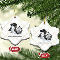 Funny Stupid Canadian Wolf Bird Ceramic Ornament Common Loon with Hockey Puck Bird Meme - Wonder Print Shop
