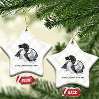Funny Stupid Canadian Wolf Bird Ceramic Ornament Common Loon with Hockey Puck Bird Meme - Wonder Print Shop