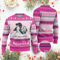 Funny Stupid Canadian Wolf Bird Ugly Christmas Sweater Common Loon with Hockey Puck Bird Meme - Wonder Print Shop