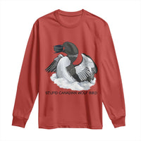 Funny Stupid Canadian Wolf Bird Long Sleeve Shirt Common Loon with Hockey Puck Bird Meme - Wonder Print Shop
