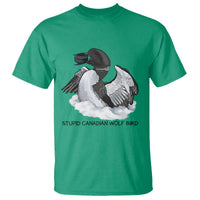 Funny Stupid Canadian Wolf Bird T Shirt Common Loon with Hockey Puck Bird Meme - Wonder Print Shop