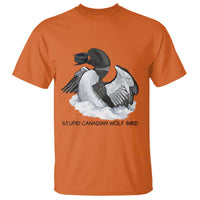 Funny Stupid Canadian Wolf Bird T Shirt Common Loon with Hockey Puck Bird Meme - Wonder Print Shop
