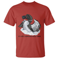 Funny Stupid Canadian Wolf Bird T Shirt Common Loon with Hockey Puck Bird Meme - Wonder Print Shop