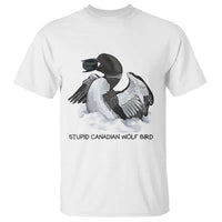 Funny Stupid Canadian Wolf Bird T Shirt Common Loon with Hockey Puck Bird Meme - Wonder Print Shop