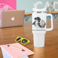 Funny Stupid Canadian Wolf Bird Tumbler With Handle Common Loon with Hockey Puck Bird Meme - undefined