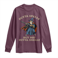 Outta Spells But Not Outta Shells Long Sleeve Shirt Funny Wizard Fantasy Meme - Wonder Print Shop