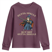 Outta Spells But Not Outta Shells Youth Sweatshirt Funny Wizard Fantasy Meme - Wonder Print Shop