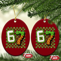 Funny 67 Pixel Style Graphic Ceramic Ornament Viral Six Seven Meme Gamer - Wonder Print Shop