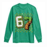 Funny 67 Pixel Style Graphic Long Sleeve Shirt Viral Six Seven Meme Gamer - Wonder Print Shop