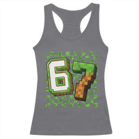 Funny 67 Pixel Style Graphic Racerback Tank Top Viral Six Seven Meme Gamer - Wonder Print Shop