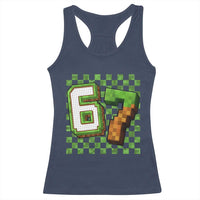 Funny 67 Pixel Style Graphic Racerback Tank Top Viral Six Seven Meme Gamer - Wonder Print Shop