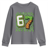 Funny 67 Pixel Style Graphic Youth Sweatshirt Viral Six Seven Meme Gamer - Wonder Print Shop