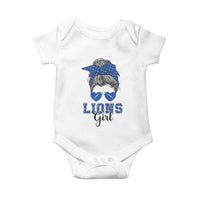 Lions Girl Baby Onesie Messy Bun Funny Sports Fan Team