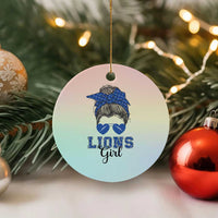 Lions Girl Ceramic Ornament Messy Bun Funny Sports Fan Team - Wonder Print Shop