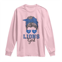 Lions Girl Long Sleeve Shirt Messy Bun Funny Sports Fan Team