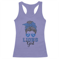Lions Girl Racerback Tank Top Messy Bun Funny Sports Fan Team