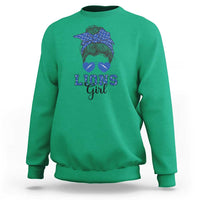 Lions Girl Sweatshirt Messy Bun Funny Sports Fan Team