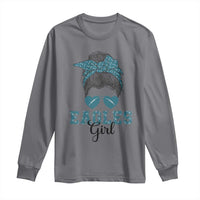 Eagles Girl Long Sleeve Shirt Messy Bun Funny Sports Fan Team