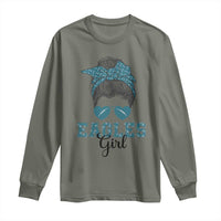 Eagles Girl Long Sleeve Shirt Messy Bun Funny Sports Fan Team