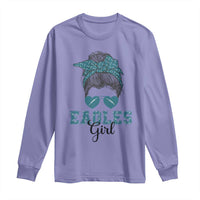 Eagles Girl Long Sleeve Shirt Messy Bun Funny Sports Fan Team