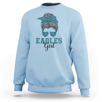 Eagles Girl Sweatshirt Messy Bun Funny Sports Fan Team