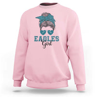Eagles Girl Sweatshirt Messy Bun Funny Sports Fan Team