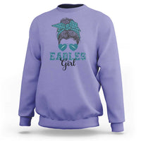 Eagles Girl Sweatshirt Messy Bun Funny Sports Fan Team