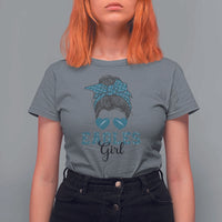 Eagles Girl T Shirt For Women Messy Bun Funny Sports Fan Team