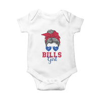 Bills Girl Baby Onesie Messy Bun Funny Sports Fan Team