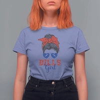 Bills Girl T Shirt For Women Messy Bun Funny Sports Fan Team