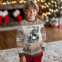 I'll Take My Whiskey Neat Because F Ice Ugly Christmas Sweater Smoking and Drinking Bigfoot Subtle Political Resistance