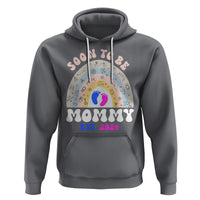 New Mom Hoodie Soon To Be Mommy Est 2024 Blue Pink Baby Feets Rainbow - Wonder Print Shop