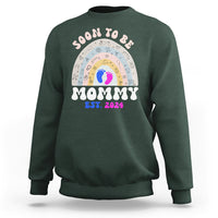 New Mom Sweatshirt Soon To Be Mommy Est 2024 Blue Pink Baby Feets Rainbow - Wonder Print Shop