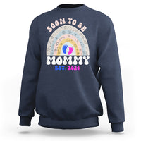 New Mom Sweatshirt Soon To Be Mommy Est 2024 Blue Pink Baby Feets Rainbow - Wonder Print Shop